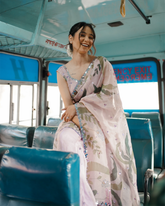 Qasr Handpainted Organza Saree