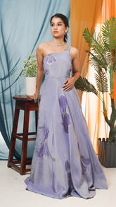 Floral Fusion Hand-Painted Green Gown