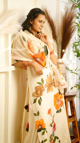 Citrus Ochrea Hand-Painted Satin Organza Kurta Set
