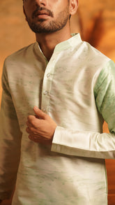 Silken Oasis Men’s Hand-Painted Slub Silk Kurta
