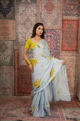 Bloom Light Hand-Painted Organza Saree