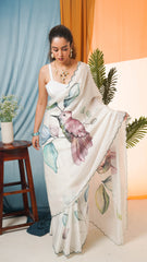 The Whispering Wings Hand-Painted Satin Organza Saree