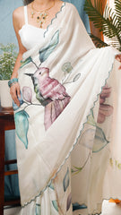 The Whispering Wings Hand-Painted Satin Organza Saree