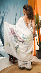 The Whispering Wings Hand-Painted Satin Organza Saree