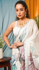 The Whispering Wings Hand-Painted Satin Organza Saree