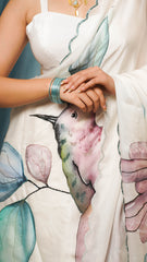 The Whispering Wings Hand-Painted Satin Organza Saree
