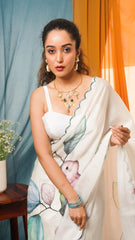 The Whispering Wings Hand-Painted Satin Organza Saree