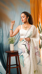The Whispering Wings Hand-Painted Satin Organza Saree
