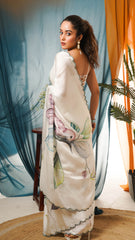 The Whispering Wings Hand-Painted Satin Organza Saree