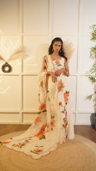 Citrus Ochrea Hand-Painted Satin Organza Kurta Set
