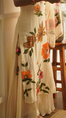 Citrus Ochrea Hand-Painted Satin Organza Kurta Set