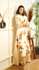 Citrus Ochrea Hand-Painted Satin Organza Kurta Set