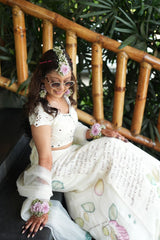 Ink & Ivory – Custom Hand-Painted Viscose Organza Lehenga