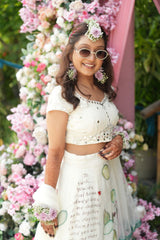 Ink & Ivory – Custom Hand-Painted Viscose Organza Lehenga