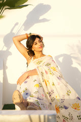 Pastel Haze – Soft Pastel Hand-Painted Magnolia Organza Saree