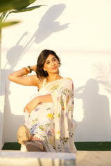 Pastel Haze – Soft Pastel Hand-Painted Magnolia Organza Saree