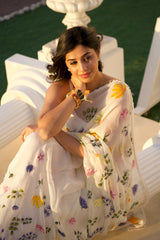 Pastel Haze – Soft Pastel Hand-Painted Magnolia Organza Saree
