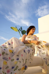 Pastel Haze – Soft Pastel Hand-Painted Magnolia Organza Saree