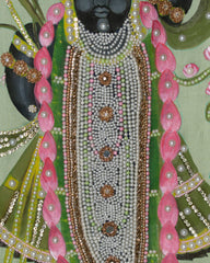 Sreenath Ji – Hand-Painted Pichhwai Satin Saree with Embroidery