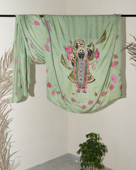 Sreenath Ji – Hand-Painted Pichhwai Satin Saree with Embroidery