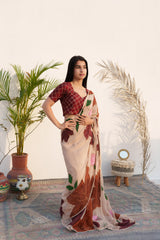Hubahu Zeenat – Handcrafted Viscose Organza Saree with Embroidery