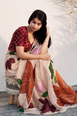 Hubahu Zeenat – Handcrafted Viscose Organza Saree with Embroidery