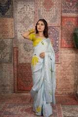 Bloom Light Hand-Painted Organza Saree