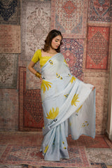 Bloom Light Hand-Painted Organza Saree